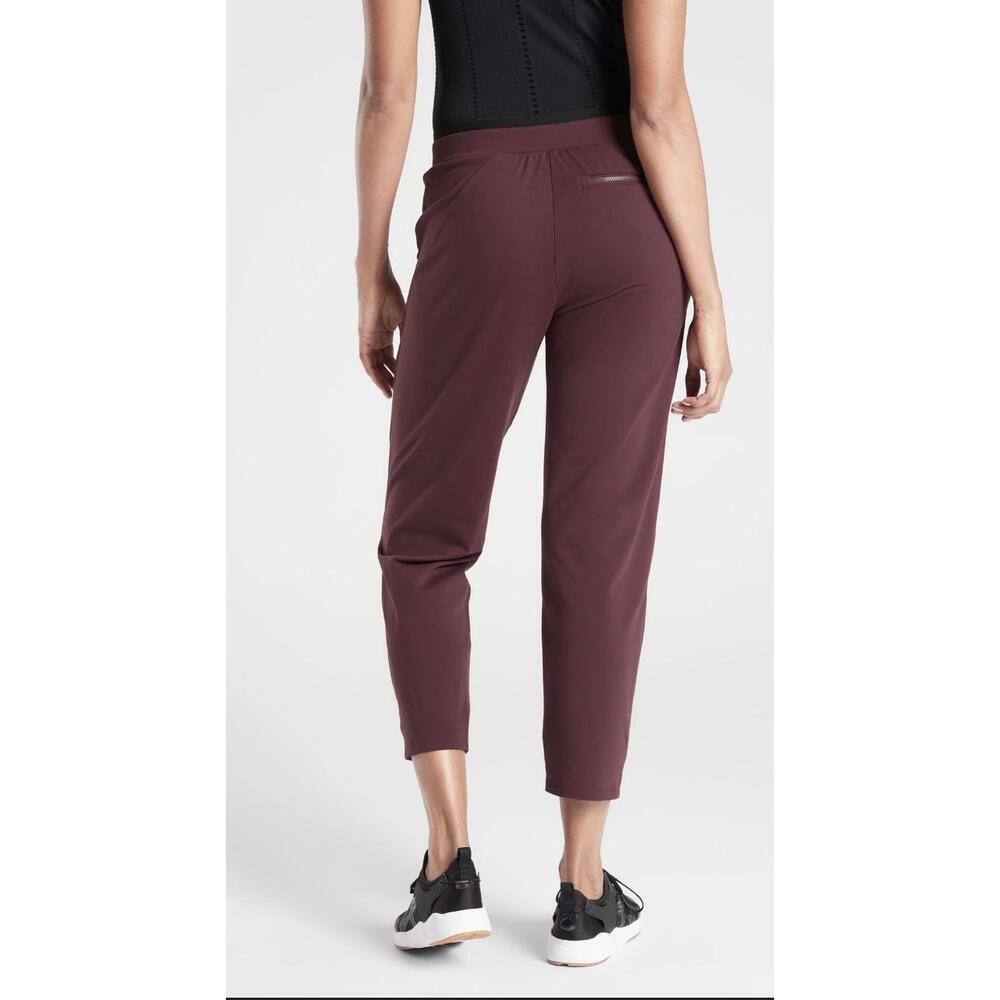 Athleta Venice Pintuck Pant 487666-01 Antique Burgundy Red Cropped Pants Size S